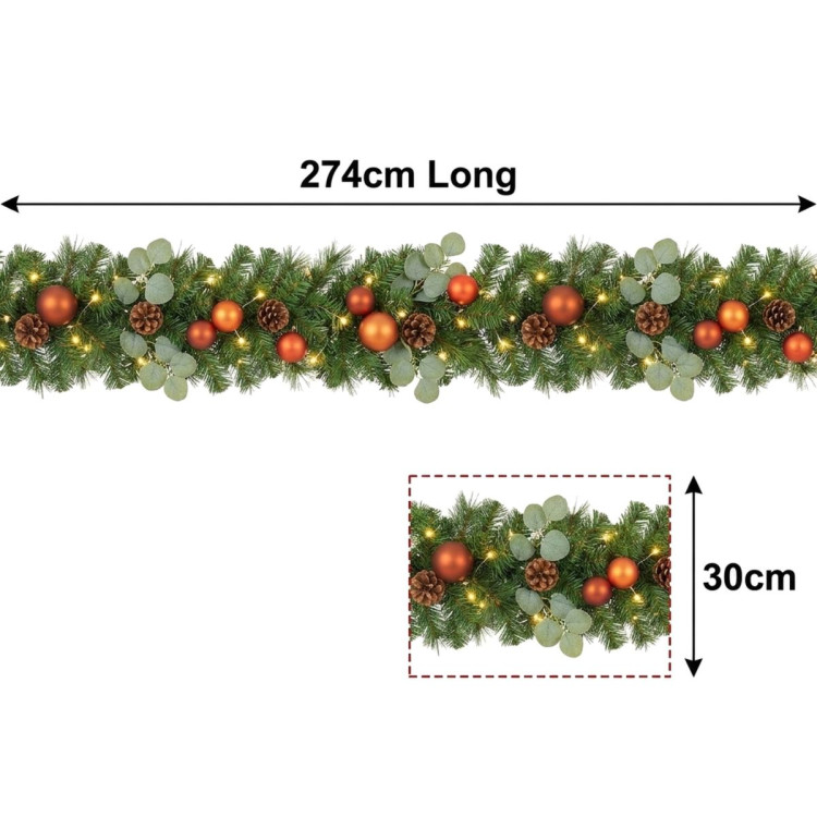 Christabelle 2.74m Sable Fir Christmas Garland Pre Lit Multi Function LED Timer Mantel Staircase Xmas Decoration Home image 5