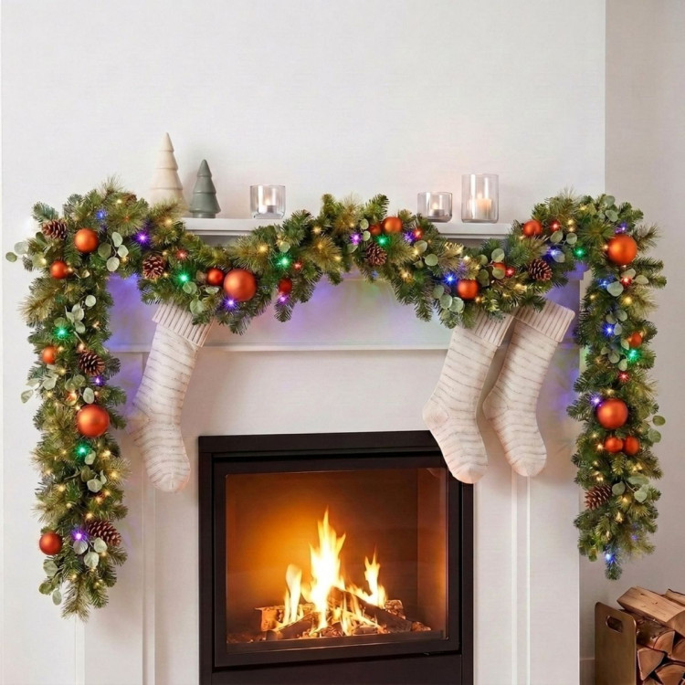 Christabelle 2.74m Sable Fir Christmas Garland Pre Lit Multi Function LED Timer Mantel Staircase Xmas Decoration Home image 8