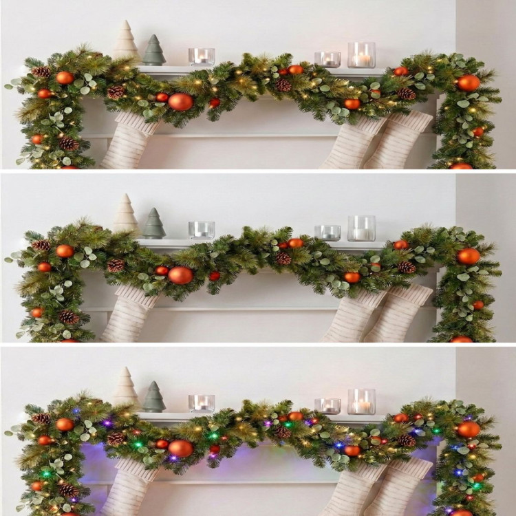 Christabelle 2.74m Sable Fir Christmas Garland Pre Lit Multi Function LED Timer Mantel Staircase Xmas Decoration Home image 9