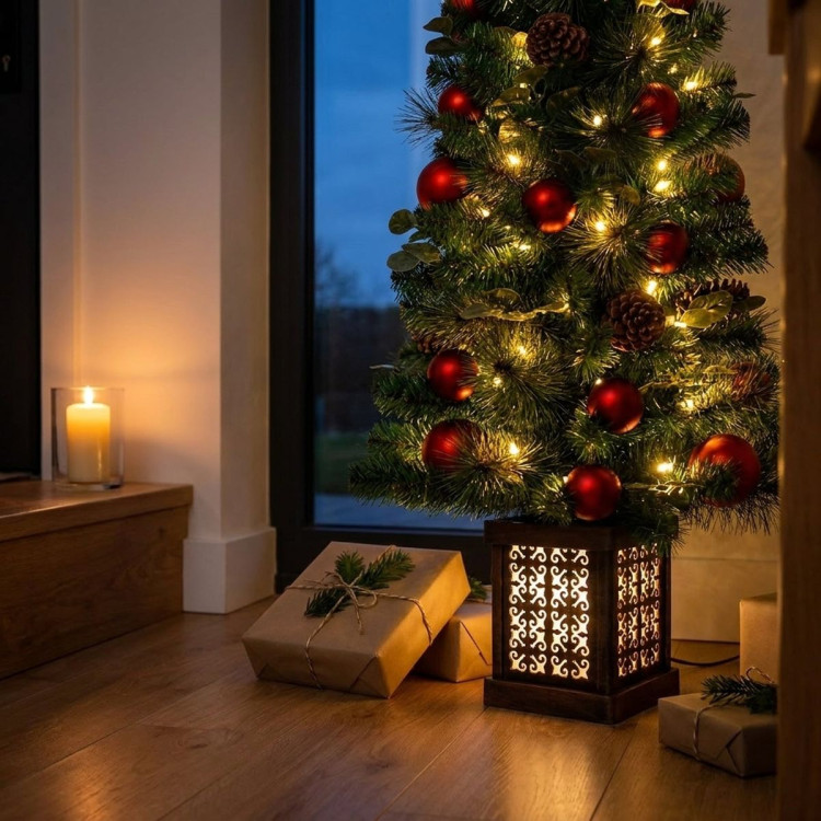 Christabelle 1.2m 4ft Sable Fir Potted Christmas Tree Pre Lit Multi Function LED Artificial Indoor Xmas Decor Home image 4