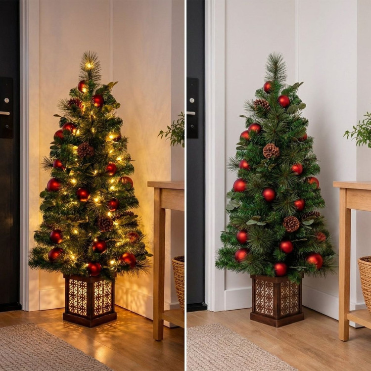 Christabelle 1.2m 4ft Sable Fir Potted Christmas Tree Pre Lit Multi Function LED Artificial Indoor Xmas Decor Home image 8