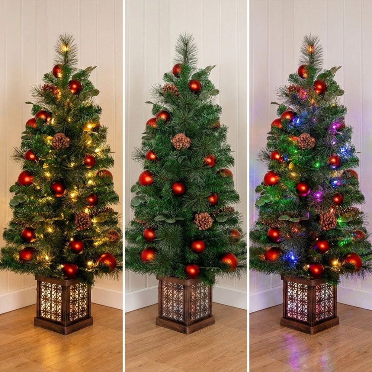 Christabelle 1.2m 4ft Sable Fir Potted Christmas Tree Pre Lit Multi Function LED Artificial Indoor Xmas Decor Home image 9