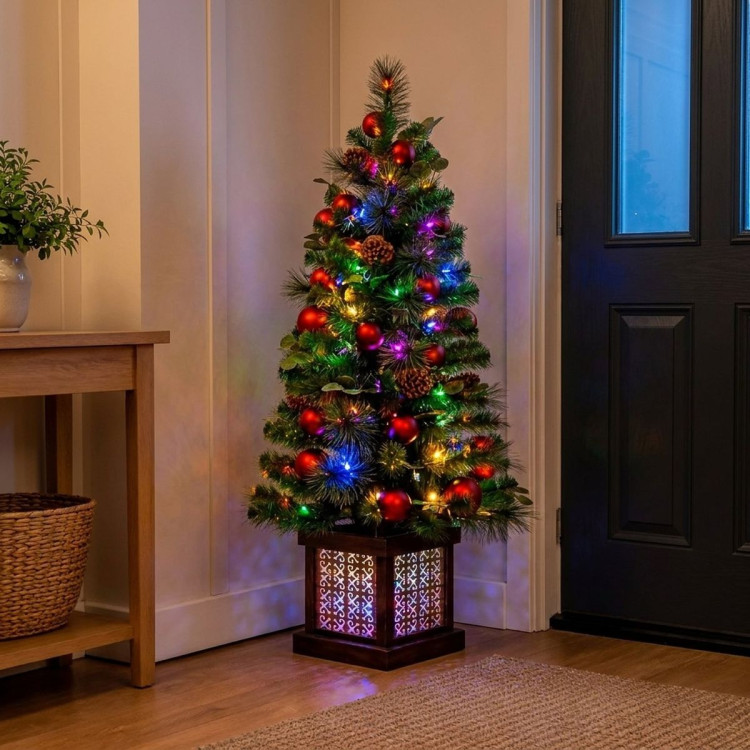 Christabelle 1.2m 4ft Sable Fir Potted Christmas Tree Pre Lit Multi Function LED Artificial Indoor Xmas Decor Home image 10