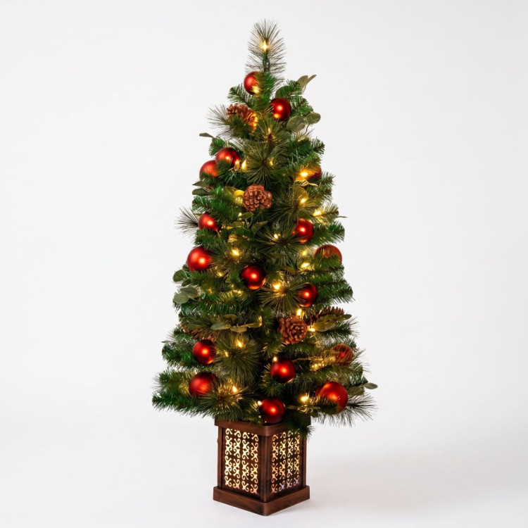 Christabelle 1.2m 4ft Sable Fir Potted Christmas Tree Pre Lit Multi Function LED Artificial Indoor Xmas Decor Home image 12