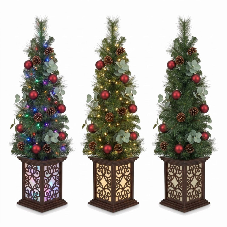 Christabelle 1.2m 4ft Sable Fir Potted Christmas Tree Pre Lit Multi Function LED Artificial Indoor Xmas Decor Home image 13