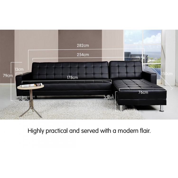 5 Seater PU Faux Leather Corner Sofa Bed Couch with Chaise image 4