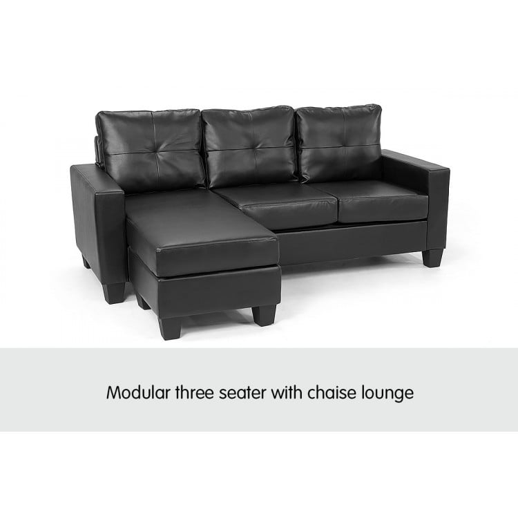 Corner Sofa Lounge Couch with Chaise - Black image 3