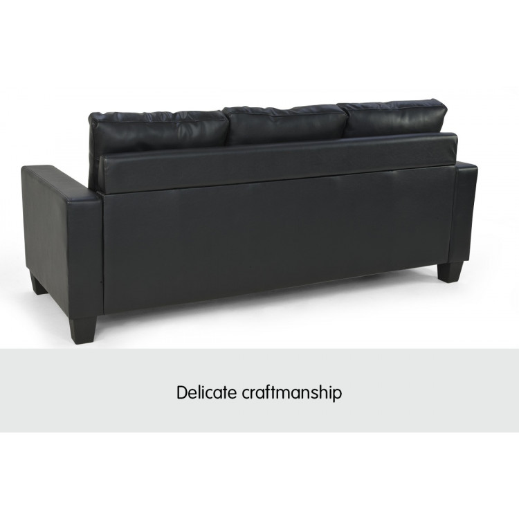 Corner Sofa Lounge Couch with Chaise - Black image 7