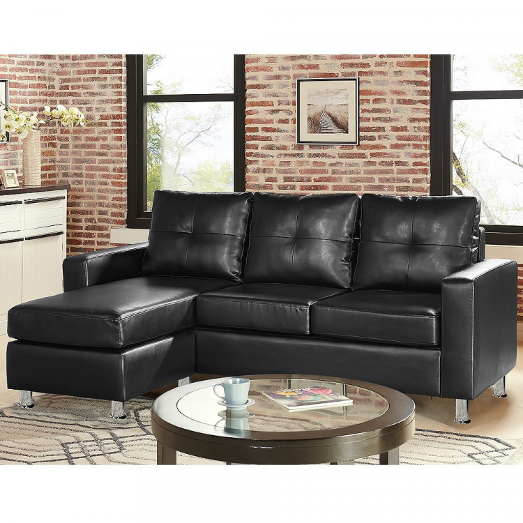 Corner Sofa Lounge Couch with Chaise - Black image 2