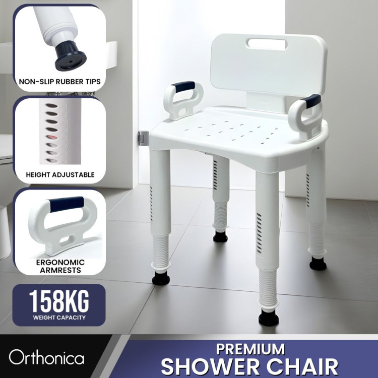 Orthonica Premium Adjustable Shower Chair with Armrests 158kg Capacity image 11