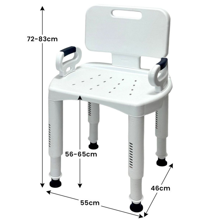 Orthonica Premium Adjustable Shower Chair with Armrests 158kg Capacity image 4
