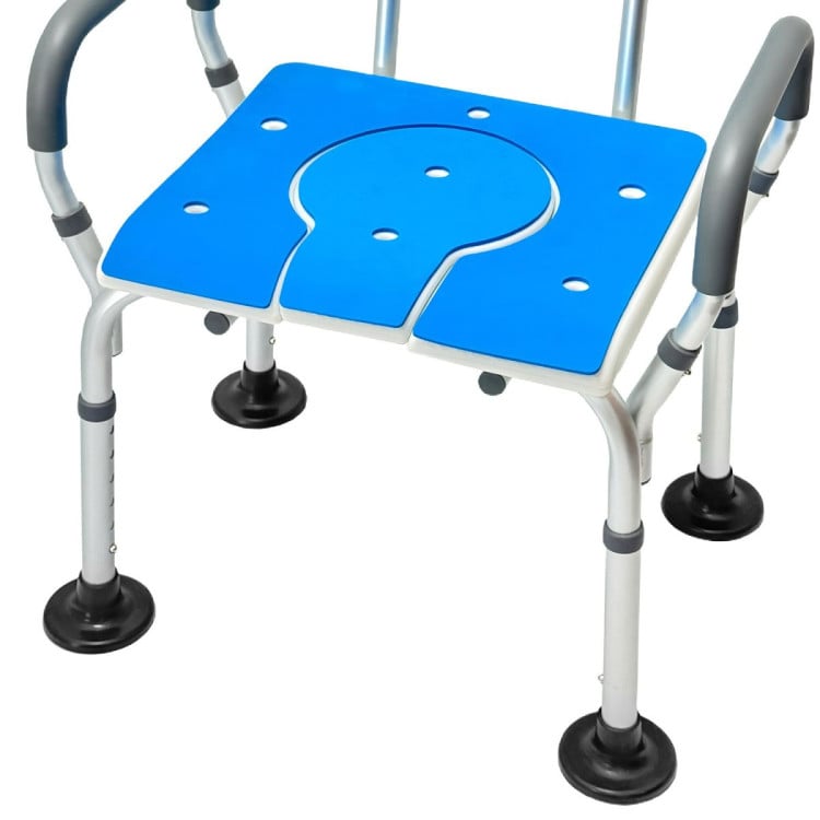 Orthonica Height-Adjustable Aluminium Commode Shower Chair with Armrests Backrest Armrests Soft Stool Seat Aid image 4