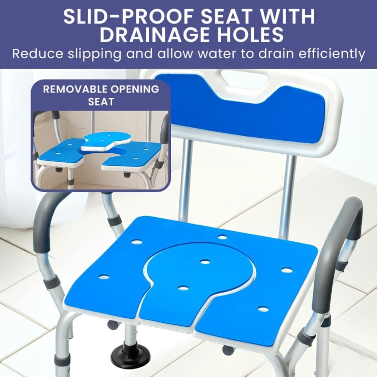 Orthonica Height-Adjustable Aluminium Commode Shower Chair with Armrests Backrest Armrests Soft Stool Seat Aid image 10