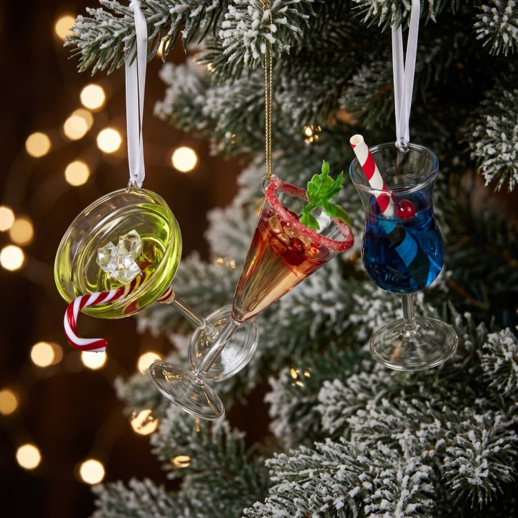 Christabelle 3 Glass Cocktail Christmas Ornaments Assorted Novelty 13cm Xmas Tree Decorations Hanging Baubles image 6