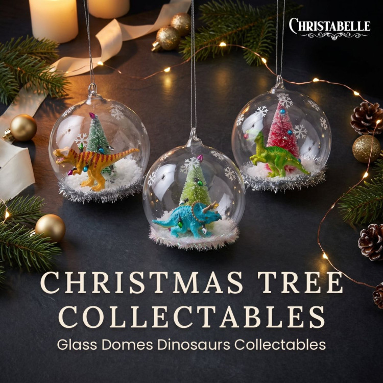 Christabelle 3 Glass Dome Christmas Ornaments Dinosaur Novelty Figures 11cm Xmas Tree Decorations Hanging Baubles image 9