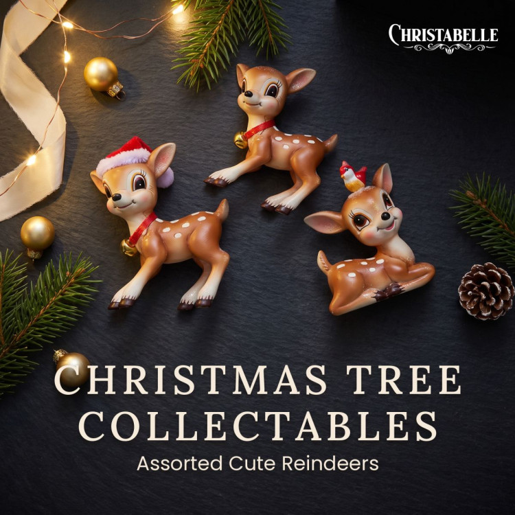 Christabelle 3 Reindeer Christmas Ornaments Assorted Cute Novelty Figures 9cm Xmas Tree Decorations Hanging Baubles image 8