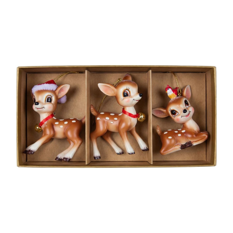 Christabelle 3 Reindeer Christmas Ornaments Assorted Cute Novelty Figures 9cm Xmas Tree Decorations Hanging Baubles image 4