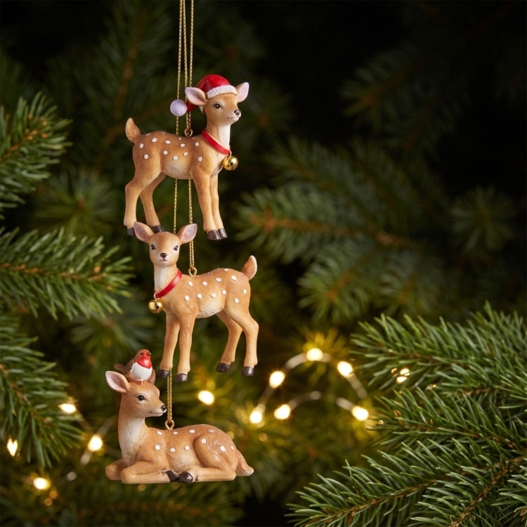 Christabelle 3 Reindeer Christmas Ornaments Assorted Cute Novelty Figures 9cm Xmas Tree Decorations Hanging Baubles image 6