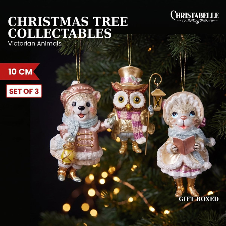 Christabelle 3 Victorian Animal Christmas Ornaments Assorted Novelty 10cm Xmas Tree Decorations Hanging Baubles image 9