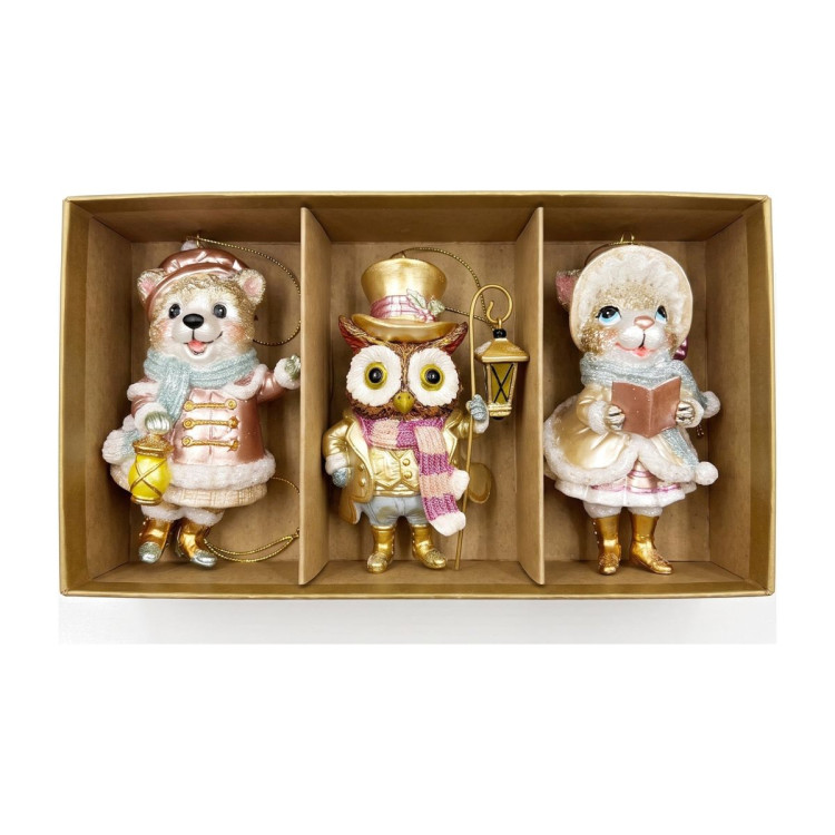 Christabelle 3 Victorian Animal Christmas Ornaments Assorted Novelty 10cm Xmas Tree Decorations Hanging Baubles image 4