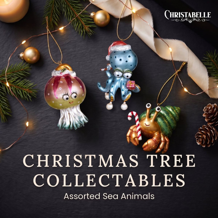 Christabelle 3 Sea Animal Christmas Ornaments Assorted Novelty Figures 7.5cm Xmas Tree Decorations Hanging Baubles image 8