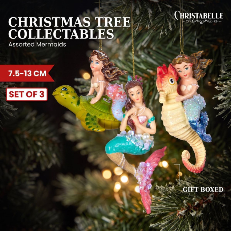 Christabelle 3 Mermaid Christmas Ornaments Assorted Novelty Figures 13cm Xmas Tree Decorations Hanging Baubles image 8