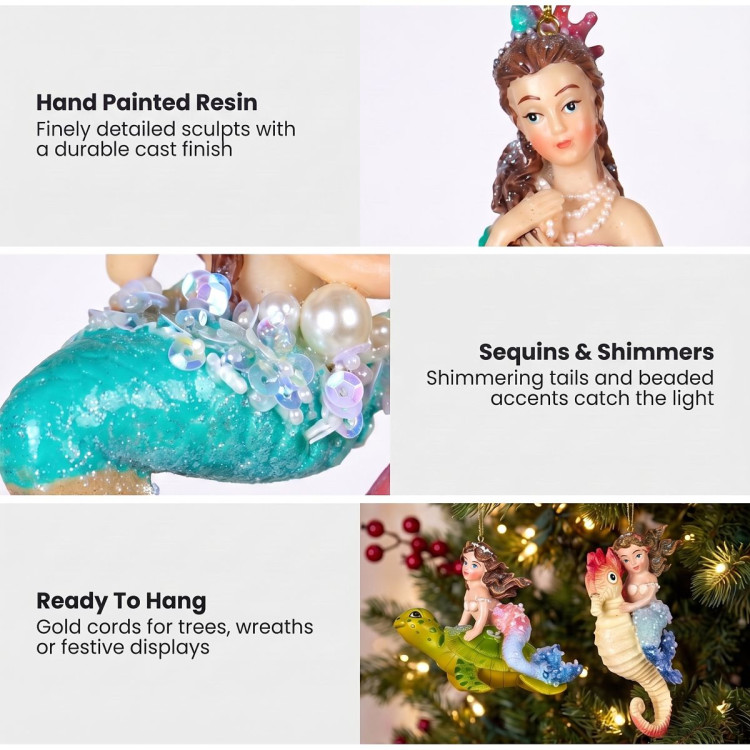 Christabelle 3 Mermaid Christmas Ornaments Assorted Novelty Figures 13cm Xmas Tree Decorations Hanging Baubles image 7