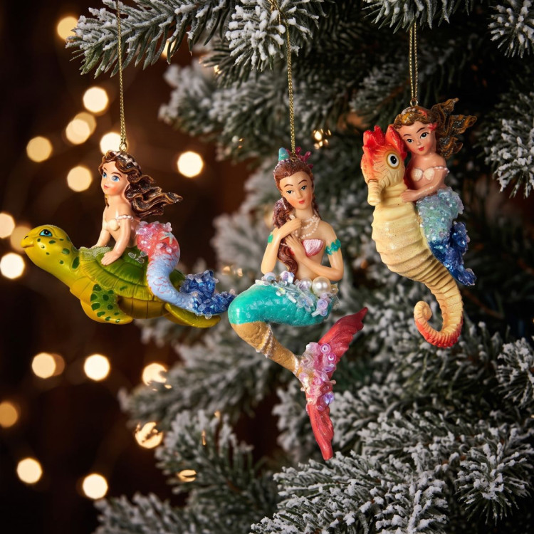 Christabelle 3 Mermaid Christmas Ornaments Assorted Novelty Figures 13cm Xmas Tree Decorations Hanging Baubles image 5