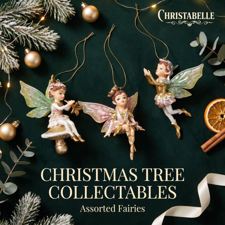Christabelle 3 Fairy Christmas Ornaments Assorted Novelty Figures 10cm Xmas Tree Decorations Hanging Baubles image 9
