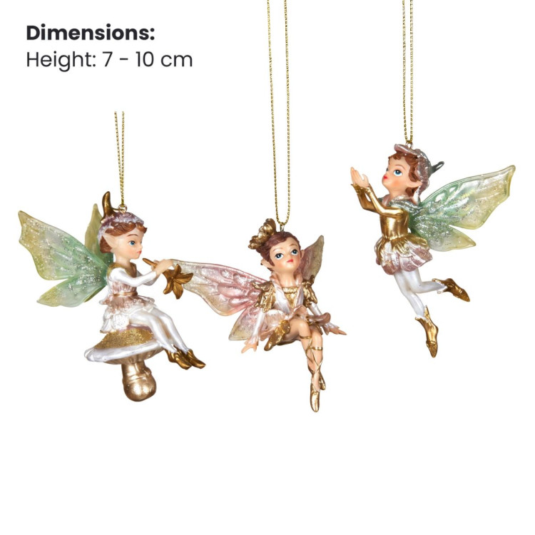 Christabelle 3 Fairy Christmas Ornaments Assorted Novelty Figures 10cm Xmas Tree Decorations Hanging Baubles image 3