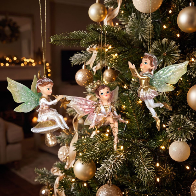 Christabelle 3 Fairy Christmas Ornaments Assorted Novelty Figures 10cm Xmas Tree Decorations Hanging Baubles image 6
