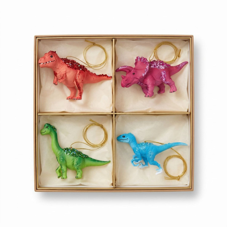 Christabelle 4 Dinosaur Christmas Ornaments Assorted Novelty Figures 15cm Xmas Tree Decorations Hanging Baubles image 4