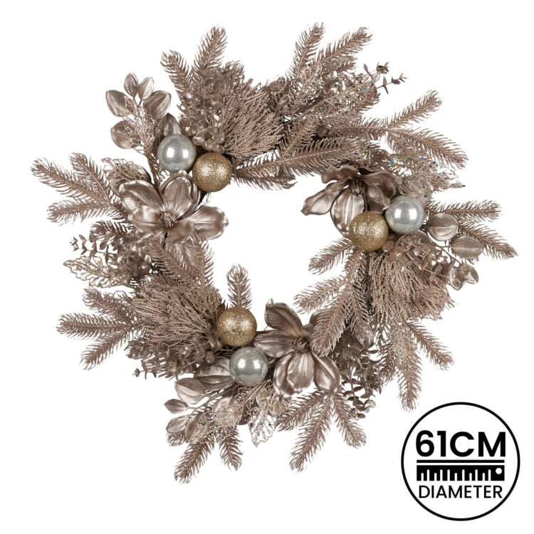 Champagne Glitter Christmas Wreath - 61cm image 4