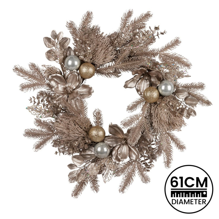 Christabelle Champagne Glitter Christmas Wreath - 61cm image 5