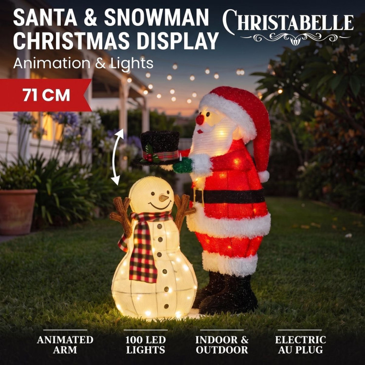 Christabelle 71cm Santa Snowman Christmas Light Up Display Animated LED Outdoor Indoor Xmas Yard Lawn Statue Home Decor image 3