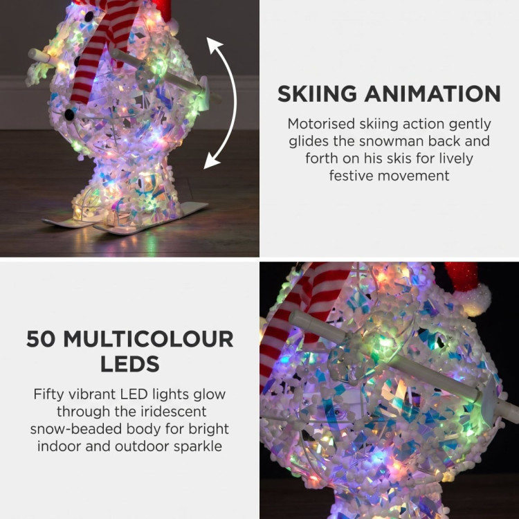 Christabelle 61cm Animated Skiing Snowman Christmas Light Up Display LED Outdoor Indoor Xmas Yard Lawn Statue Home Decor image 4