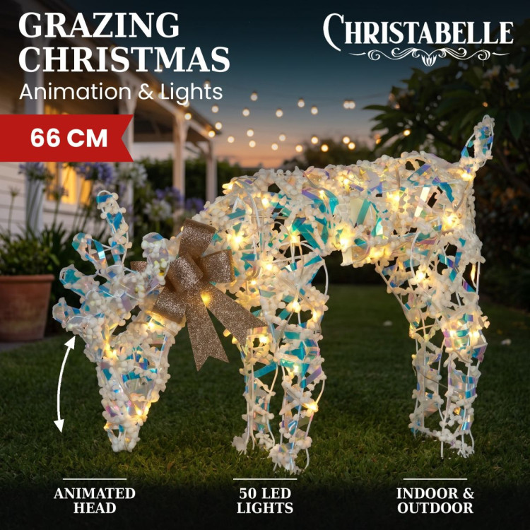 Christabelle 66cm Grazing Reindeer Christmas Light Up Display Animated LED Outdoor Indoor Xmas Yard Lawn Statue image 3