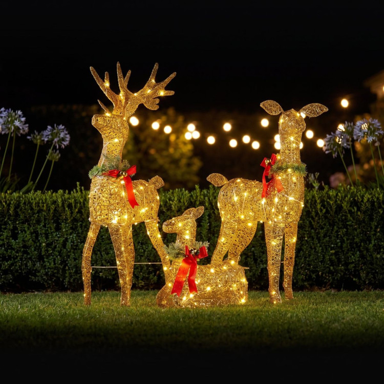 Christabelle 3 Reindeer Family Christmas Light Up Display 1.07m Rich Gold Animated Outdoor Indoor Xmas Yard Lawn Statue image 11