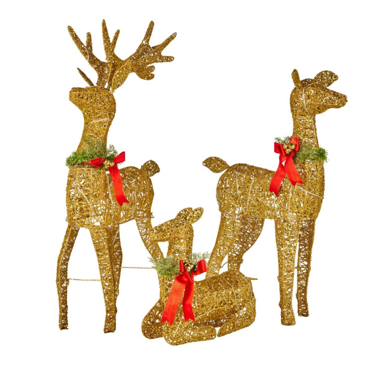 Christabelle 3 Reindeer Family Christmas Light Up Display 1.07m Rich Gold Animated Outdoor Indoor Xmas Yard Lawn Statue image 6