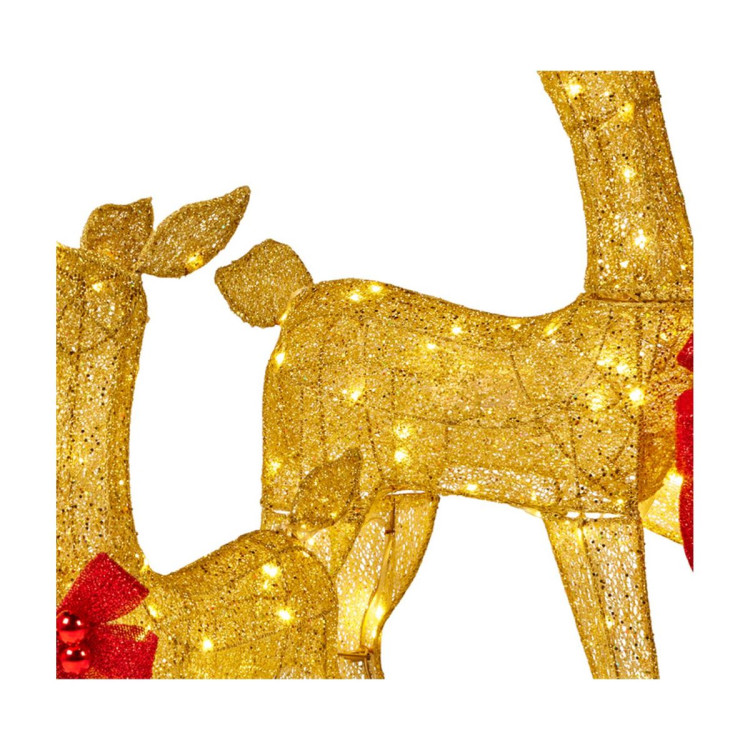 Christabelle 3 Reindeer Family Christmas Light Up Display 1.25m Gold Mesh Animated Outdoor Indoor Xmas Yard Lawn Statue image 9