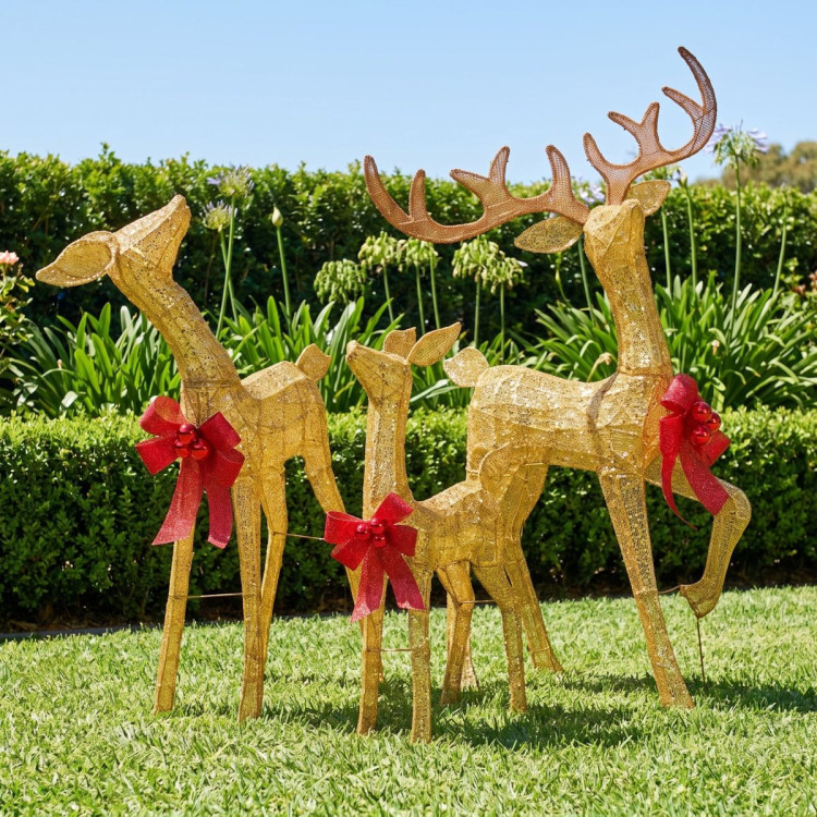 Christabelle 3 Reindeer Family Christmas Light Up Display 1.25m Gold Mesh Animated Outdoor Indoor Xmas Yard Lawn Statue image 11