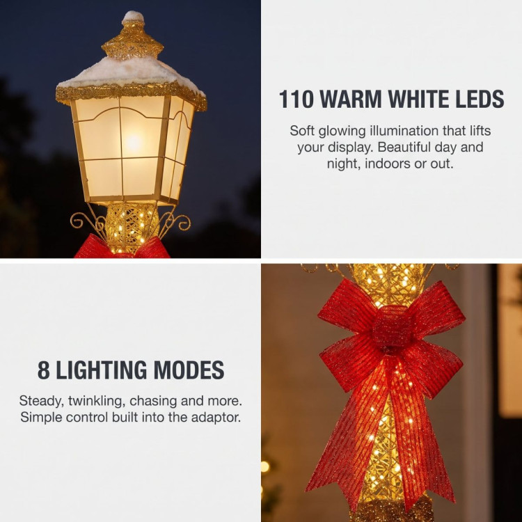 Christabelle 1.5m Festive Lamp Post Christmas Light Up Display LED Outdoor Indoor Xmas Yard Lawn Statue Home Decor image 5