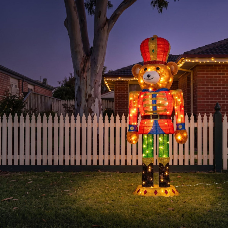 Christabelle 1.47m Teddy Bear Nutcracker Christmas Light Up Display LED Outdoor Indoor Xmas Yard Lawn Statue Home Decor image 11