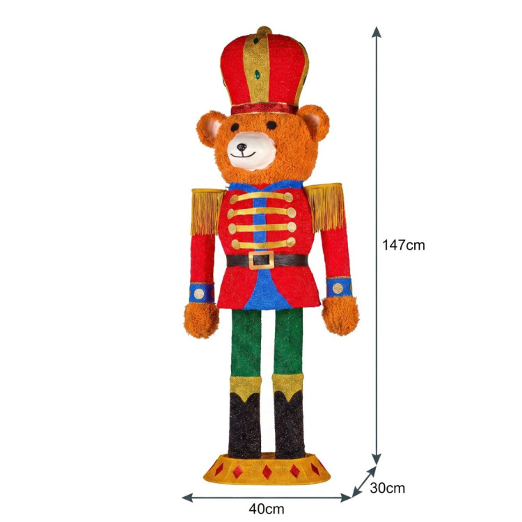 Christabelle 1.47m Teddy Bear Nutcracker Christmas Light Up Display LED Outdoor Indoor Xmas Yard Lawn Statue Home Decor image 5