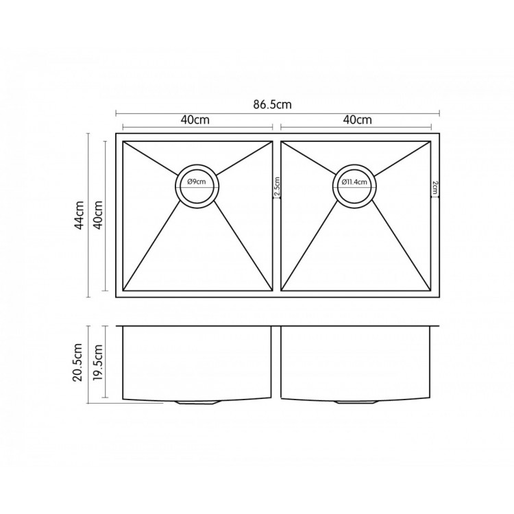 304 Stainless Steel Undermount Topmount Kitchen Laundry Sink - 865 x 440mm image 3