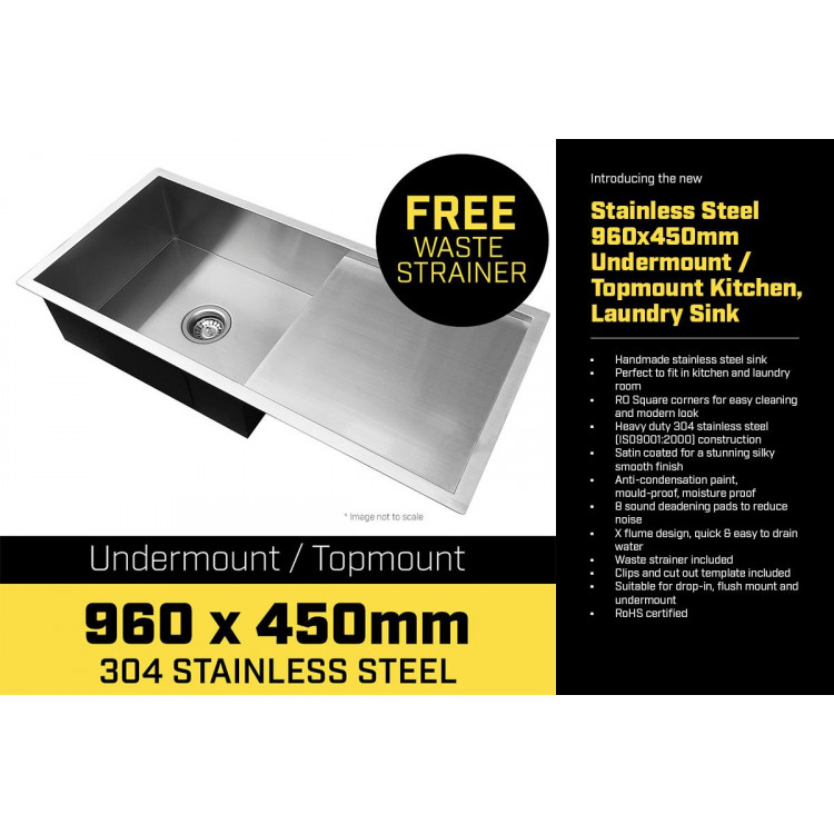 304 Stainless Steel Sink - 960 x 450mm image 5
