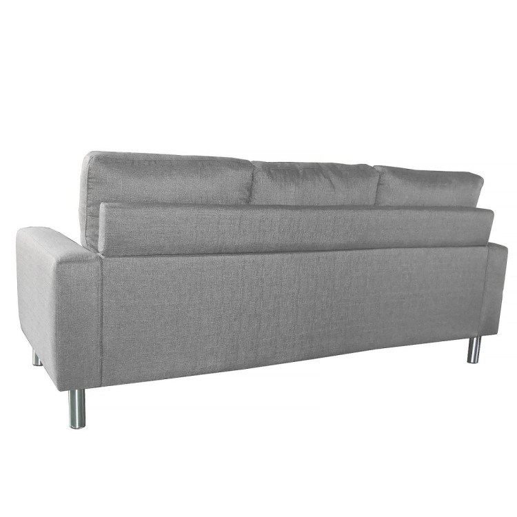 Linen Corner Sofa Couch Lounge Chaise with Metal Legs - Grey image 6