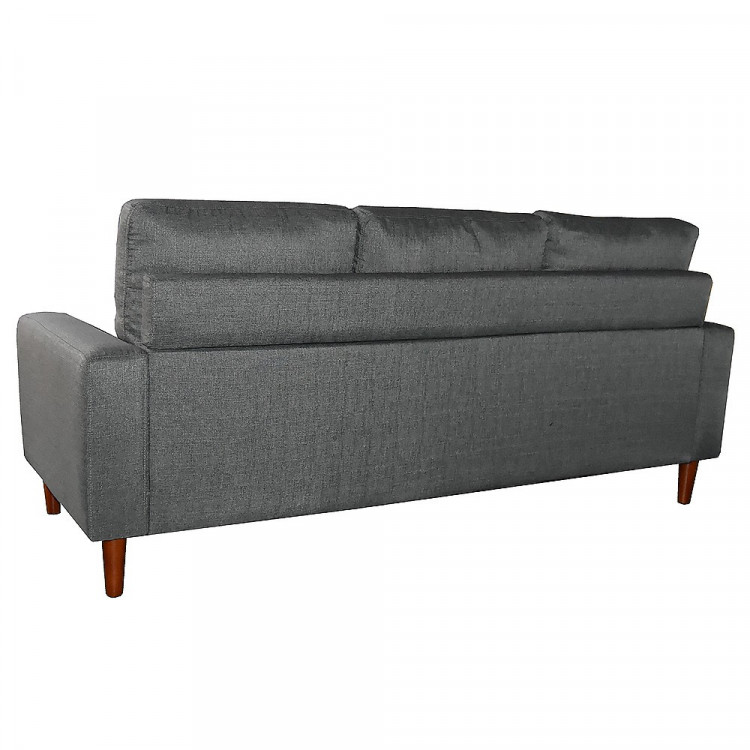 Linen Corner Sofa Couch Lounge Chaise with Wooden Legs - Grey image 4