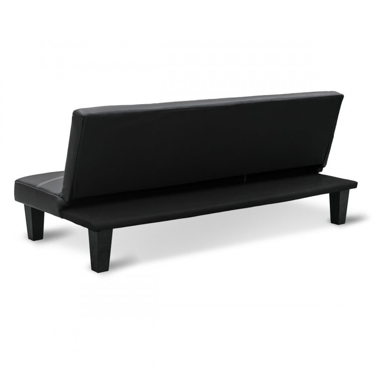 2 Seater Modular Faux Leather Fabric Sofa Bed Couch - Black image 5