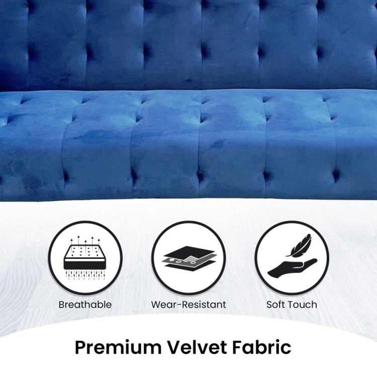 Ava Tufted Velvet Sofa Bed by Sarantino - Blue image 12